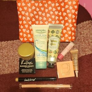 Sephora Makeup & Skincare Bundle with Orange Heart Cosmetic Pouch